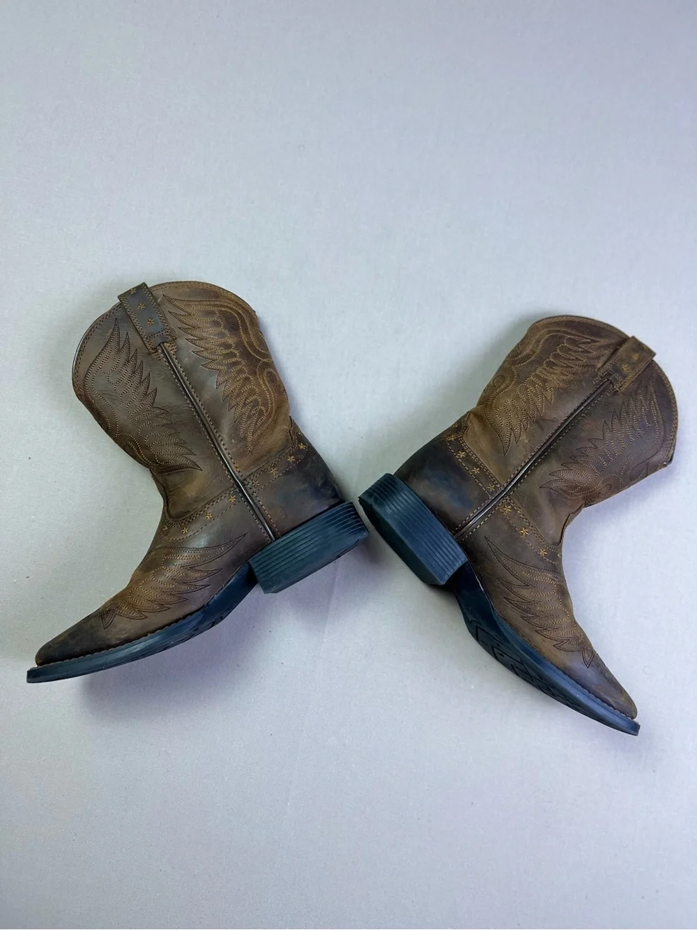 Ariat Cowboy Boots Western Brown Leather Kids Size 2